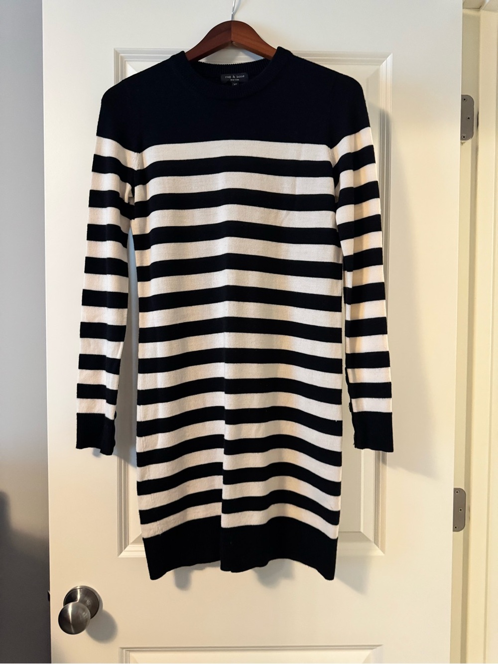 rag & bone Black and White Striped Crewneck Sweater dress